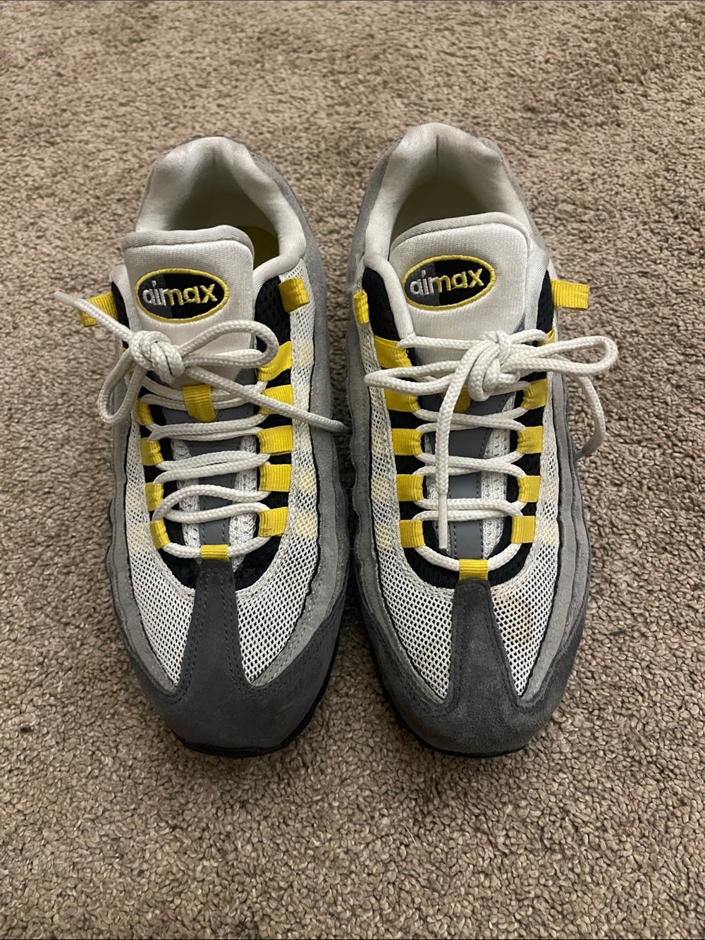 Nike Kids White, Gray & Yellow Air Max Sneakers